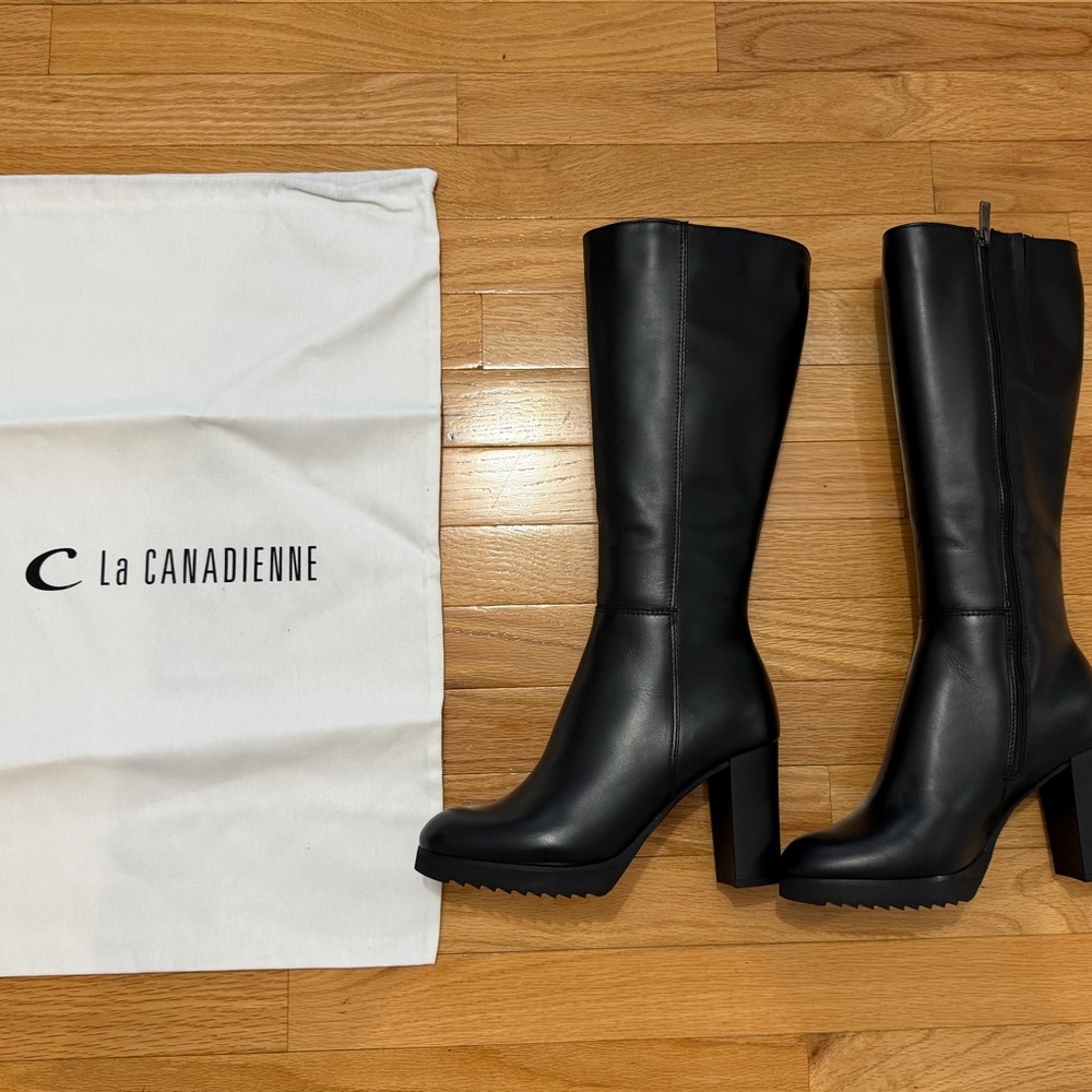 La Canadienne Monique Black Heeled Genuine Leather Boots for Women